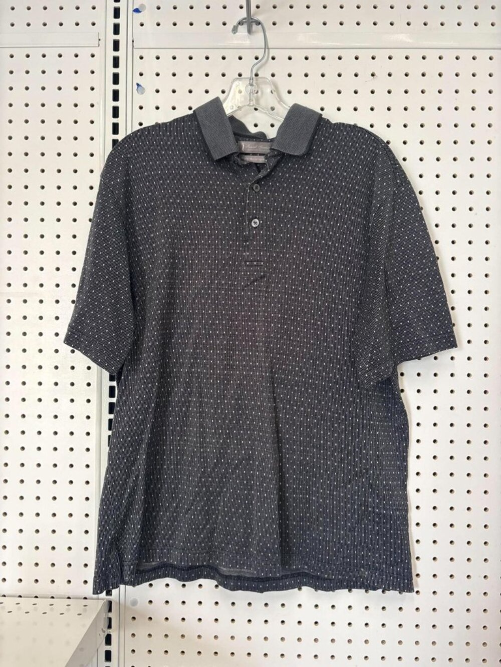 David Cline Signature Collection Mens M Black Polo Shirt W/ Dotted Pattern